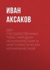 Книга Два государственных типа: народно-монархический и аристократическо-монархический автора Иван Аксаков