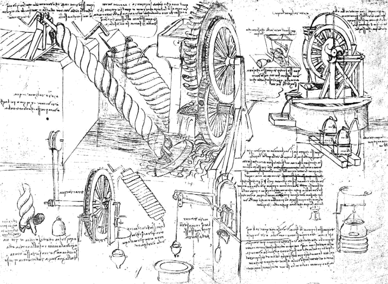 Первый чертеж. Чертёж машины времени Леонардо да Винчи. Водяное колесо Леонардо да Винчи. Леонардо да Винчи чертежи механизмов. Вечный двигатель Леонардо да Винчи чертежи.