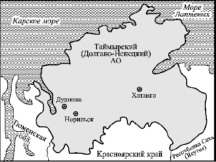 Карта долгано ненецкого автономного округа