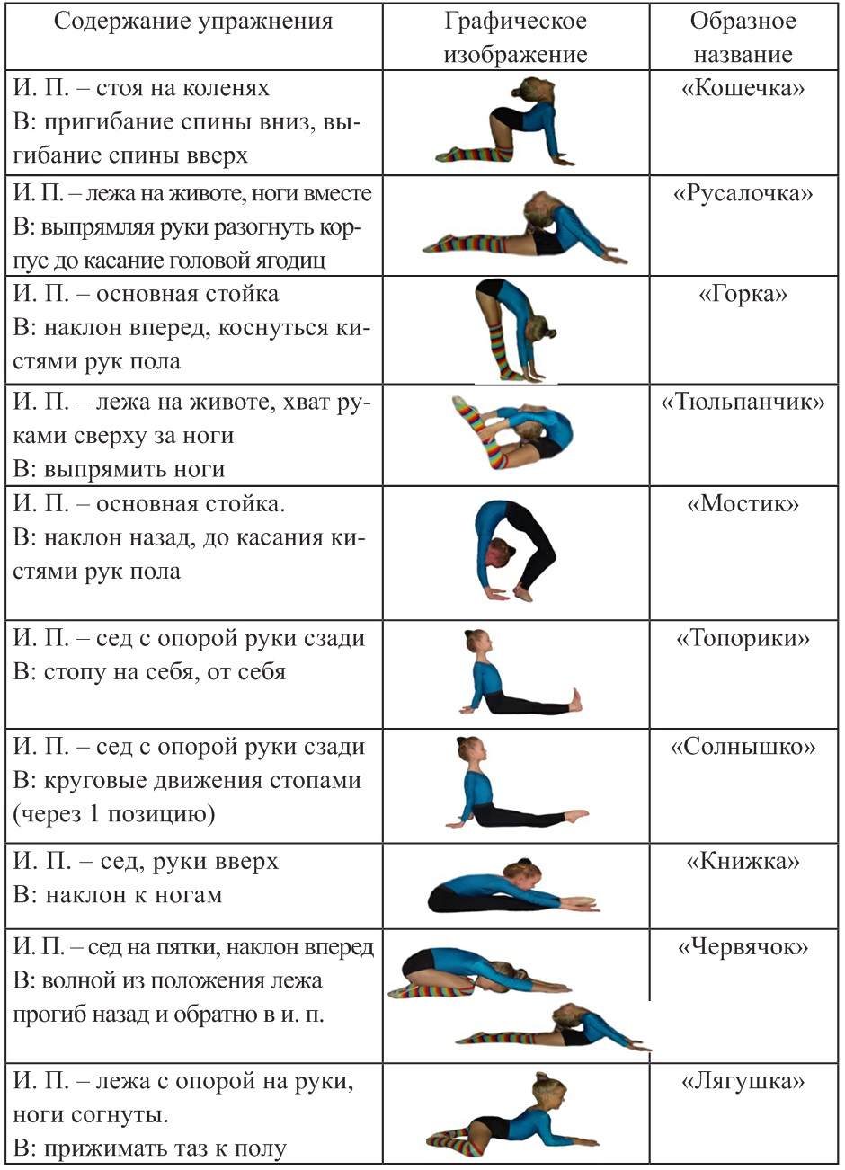 Исходные положения в гимнастике в картинках с названиями