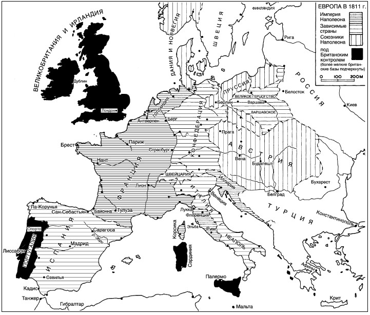 Карта европы 1811