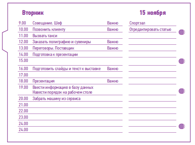 План на день 1 составить план