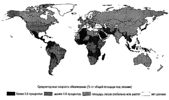 Карта вырубки лесов в мире