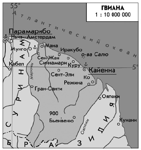 Карта французской гвианы