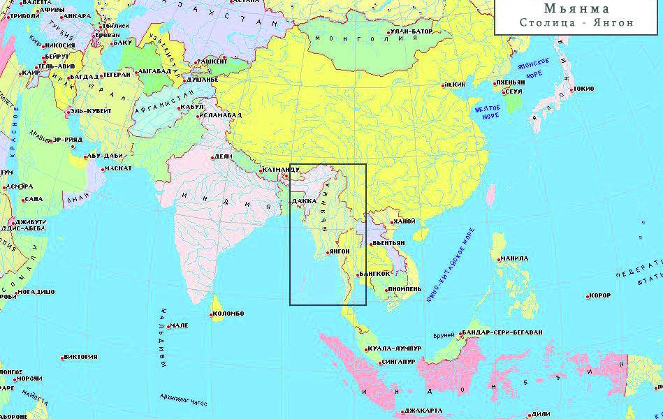 Карта индокитая со странами крупно на русском