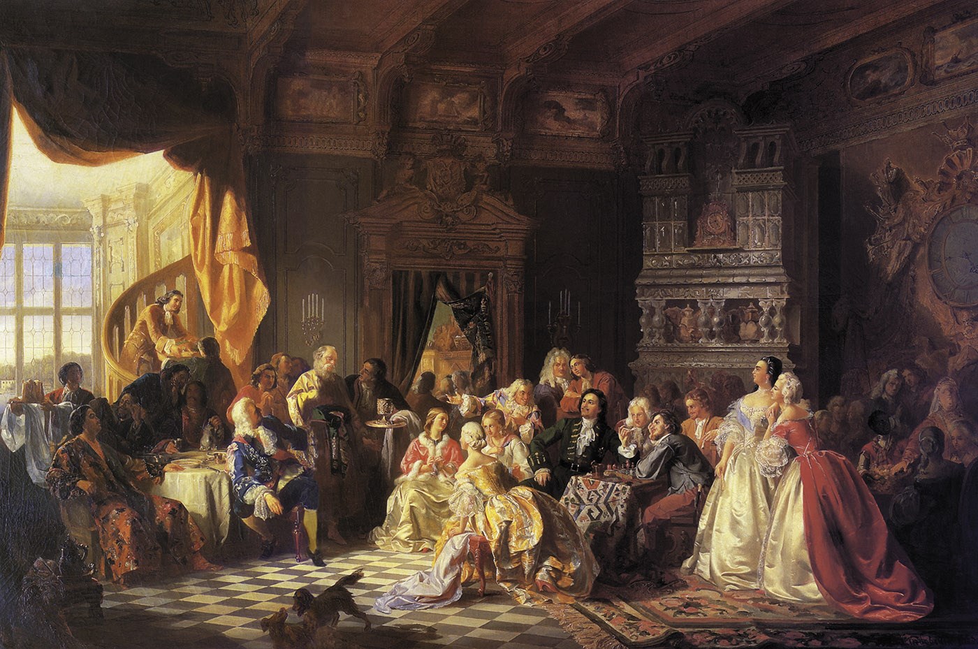 Ассамблея при Петре i. 1858. Хлебовский Станислав. Холст, масло.