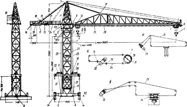 Как наращивают башенный кран в высоту схема