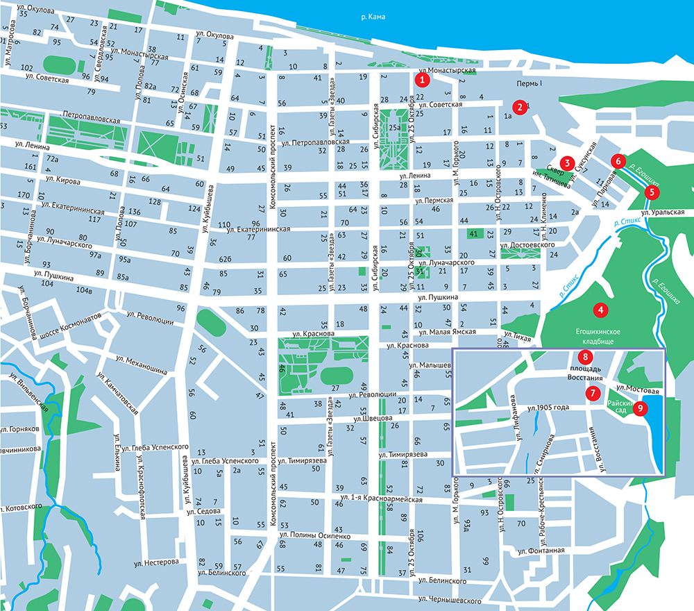 Карта пермь куйбышева. Екатерининская 107 Пермь на карте. Окулова 75 Пермь на карте. Окулова 6 Пермь.