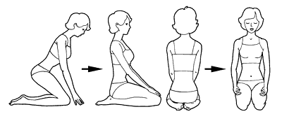 Поза сидящей девушки на коленях
