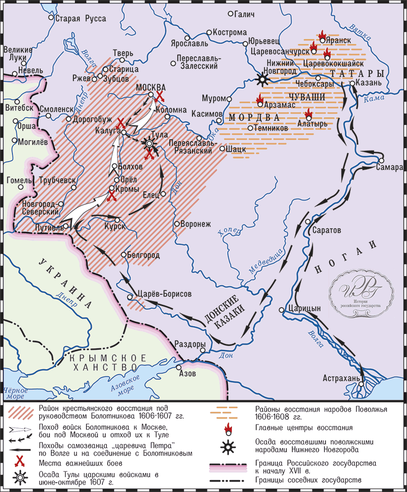 Восстание хлопка смутное время карта