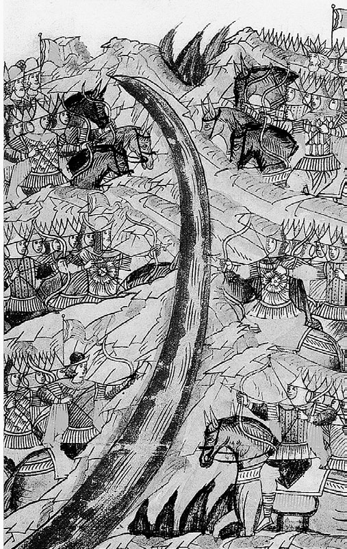 Рисунок битва на реке фат 5 класс. Битва на реке фат. Битва на реке фат иллюстрация. Битва на реке фат рисунок. Сражение реки фат.