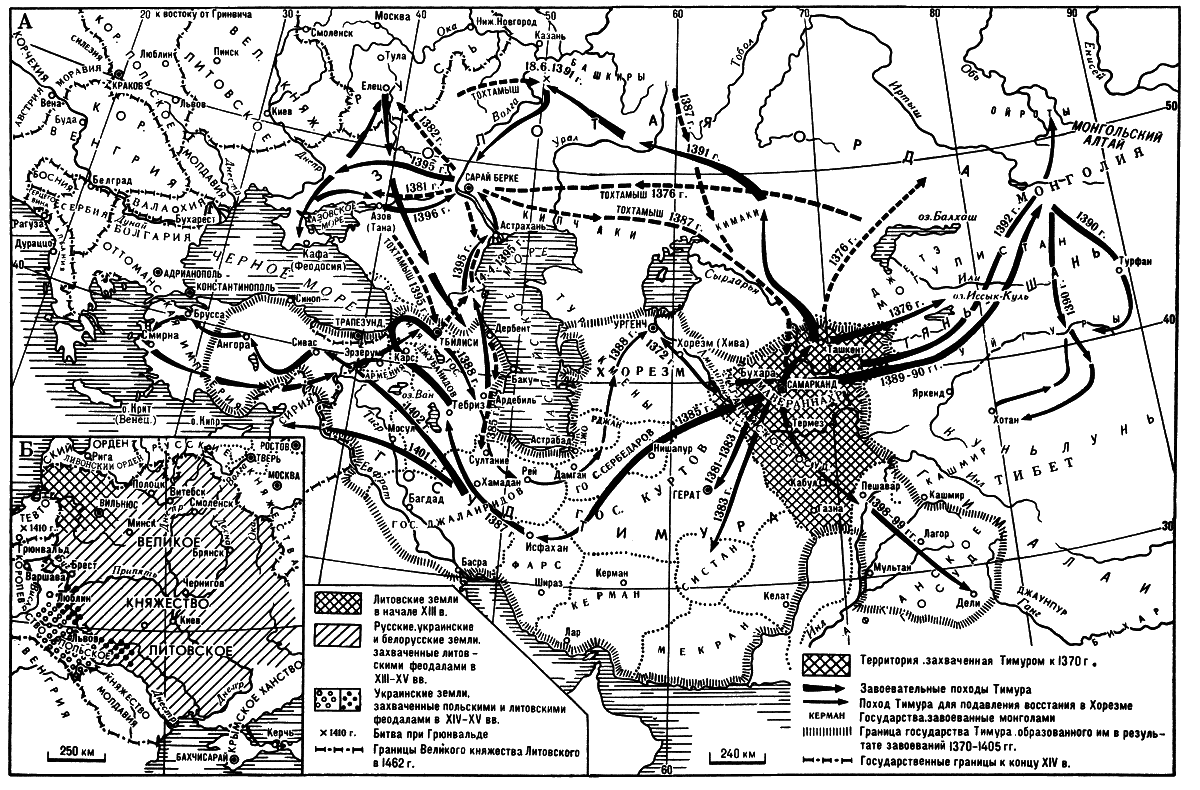 Военные походы 1371 и 1395 карта