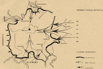 Поход деникина на москву карта