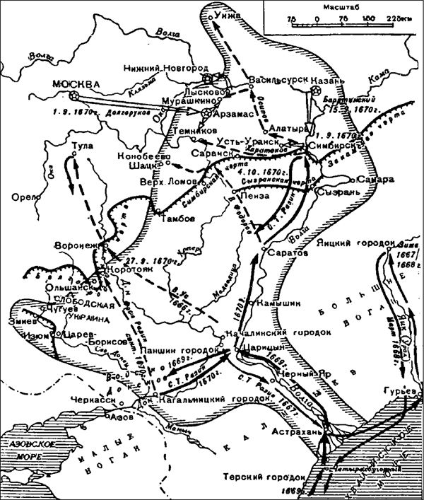 Война степана разина карта