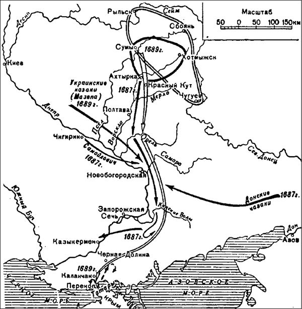 Когда состоялись военные походы русского войска обозначенные на схеме стрелками