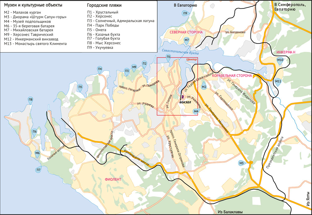 Карта севастополя подробная с городами и поселками на русском языке
