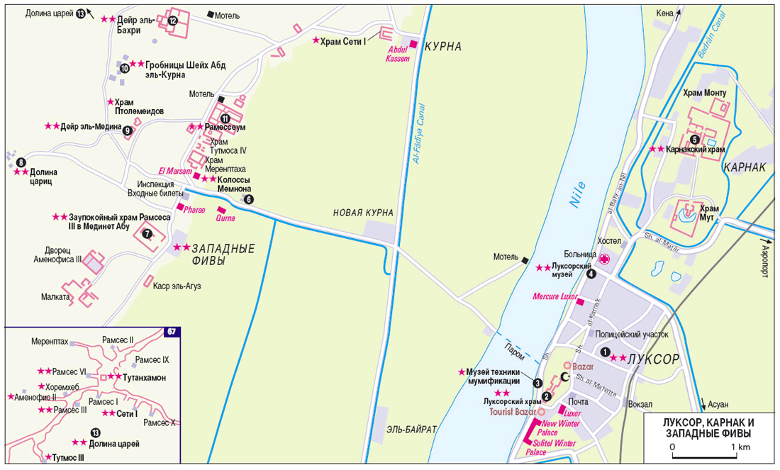 Карта достопримечательностей египта