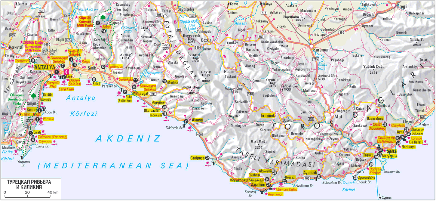 Карта побережья от анталии до алании - 86 фото