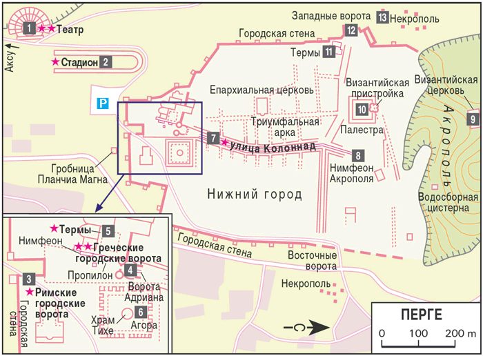 Карта достопримечательностей сиде турция