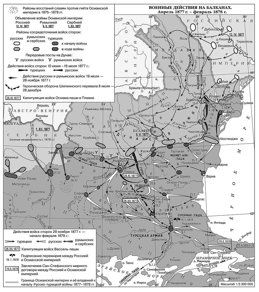 Русско турецкая война 1877 1878 карта контурная сделанная