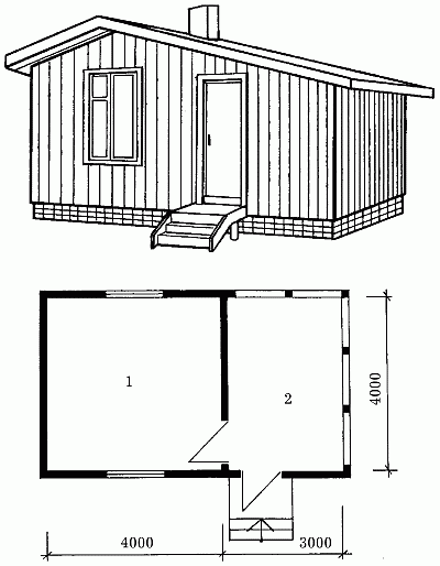 Чертеж маленького дачного домика