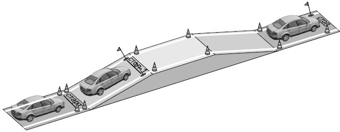 Горка на автодроме пошаговая. Упражнение эстакада на автодроме. Эстакада сдача экзамена в ГАИ. Упражнение горка на автодроме. Эстакада на автодроме механика.