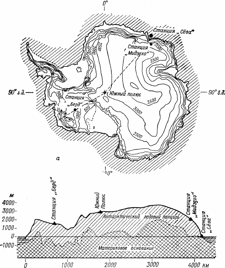 Подледный рельеф антарктиды карта