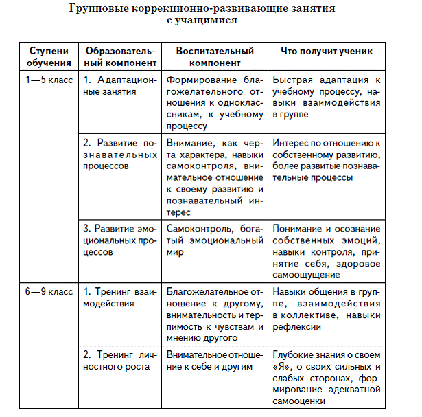 Индивидуальный план работы с детьми овз в школе