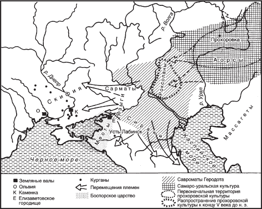 Карта расселения сарматских племен