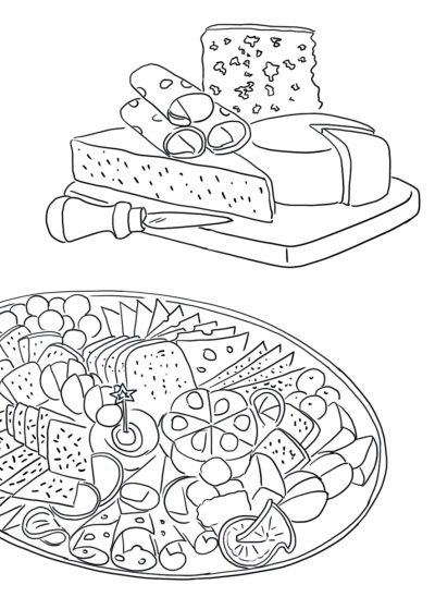 Сыр на тарелке рисунок