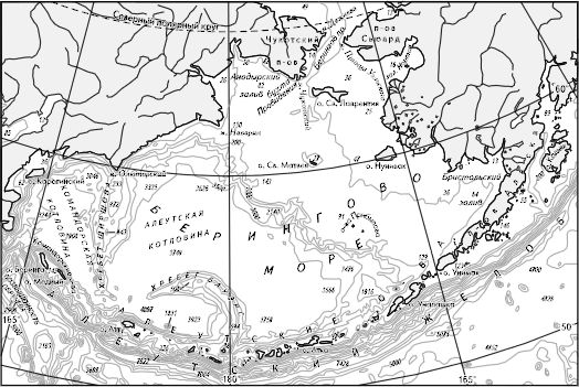 Берингово море физическая карта