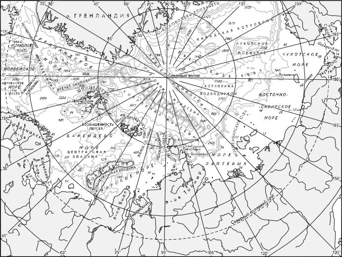 Карта северный ледовитый океан контурная карта 7