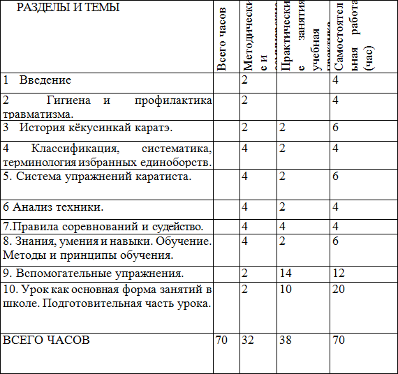 План тренировки каратэ