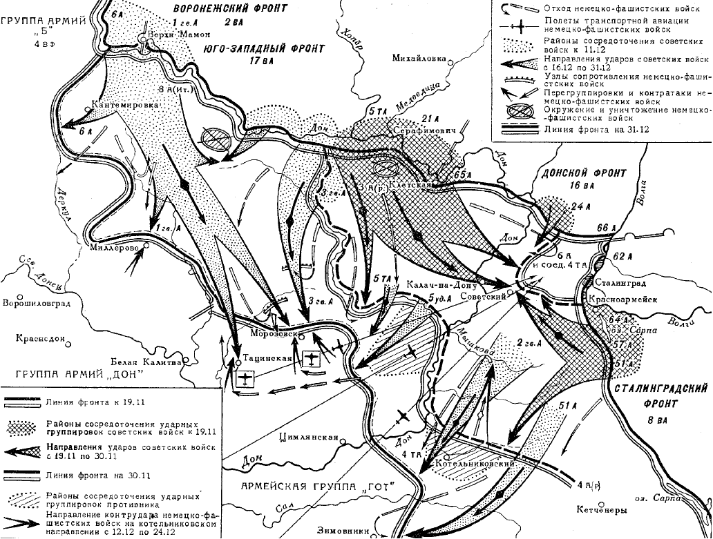Донской фронт в сталинградской битве карта