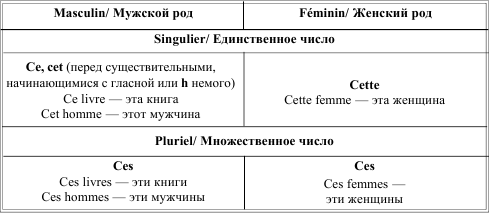 Указательные местоимения во французском языке презентация