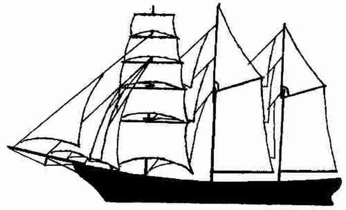 Трехмачтовый корабль как нарисовать