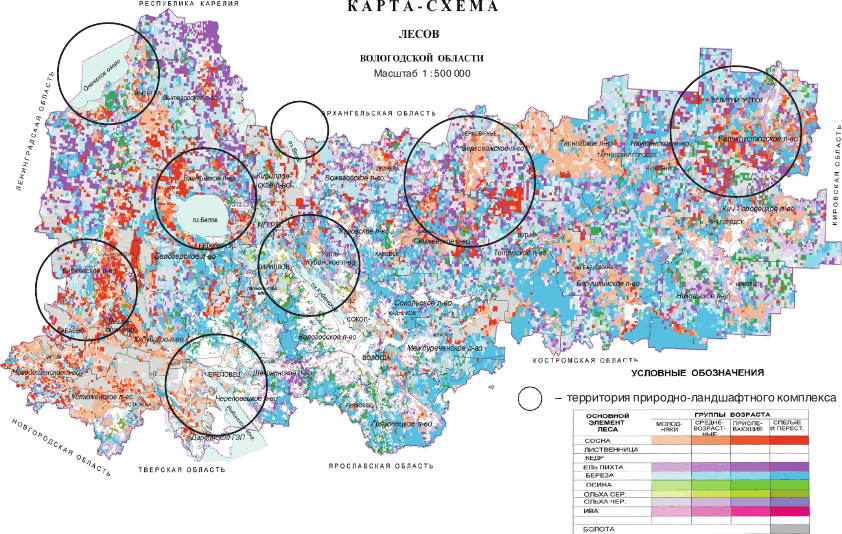 Карта ландшафта вологодской области