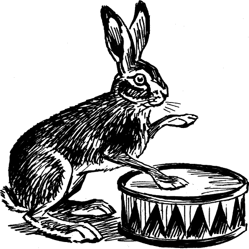 Дурова и заяц способен на подвиг. Заяц барабанит. Заяц на пеньке. Кролик с барабаном. Заяц-барабанщик.