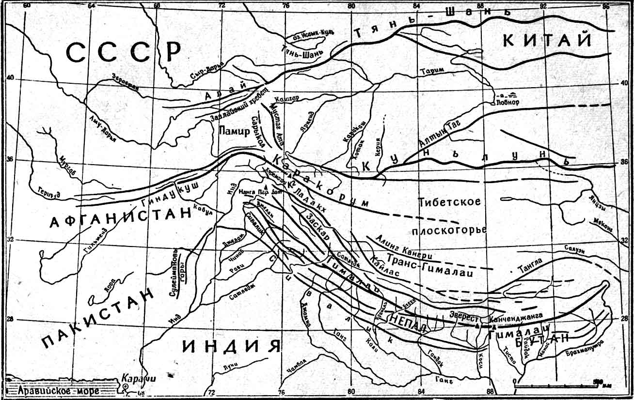 Контурная карта памир