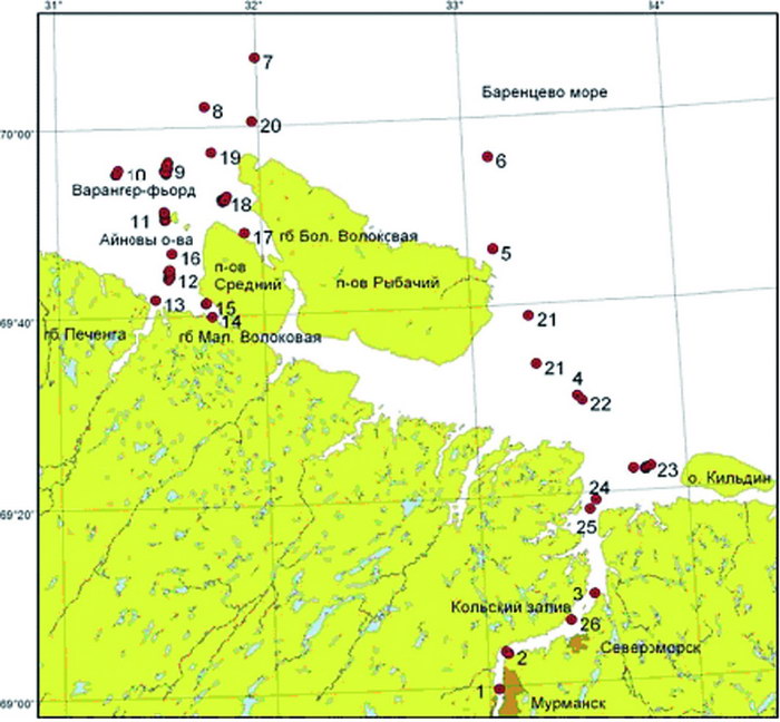 Морская карта баренцева моря