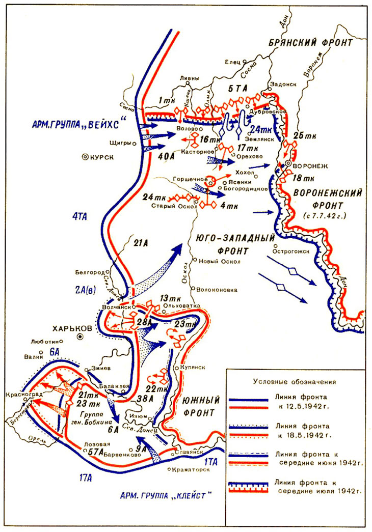 Карта боевых действий 1942 года