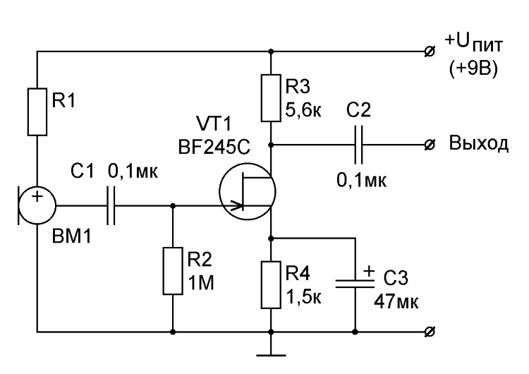 Принципиальная схема микрофона