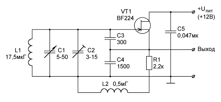 Lc генератор на транзисторе схема