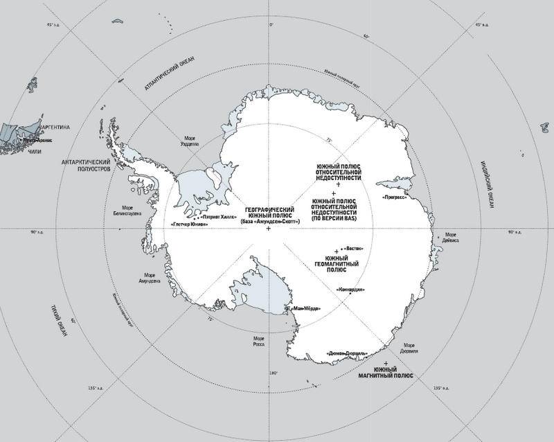 Карта с полюсами антарктиды