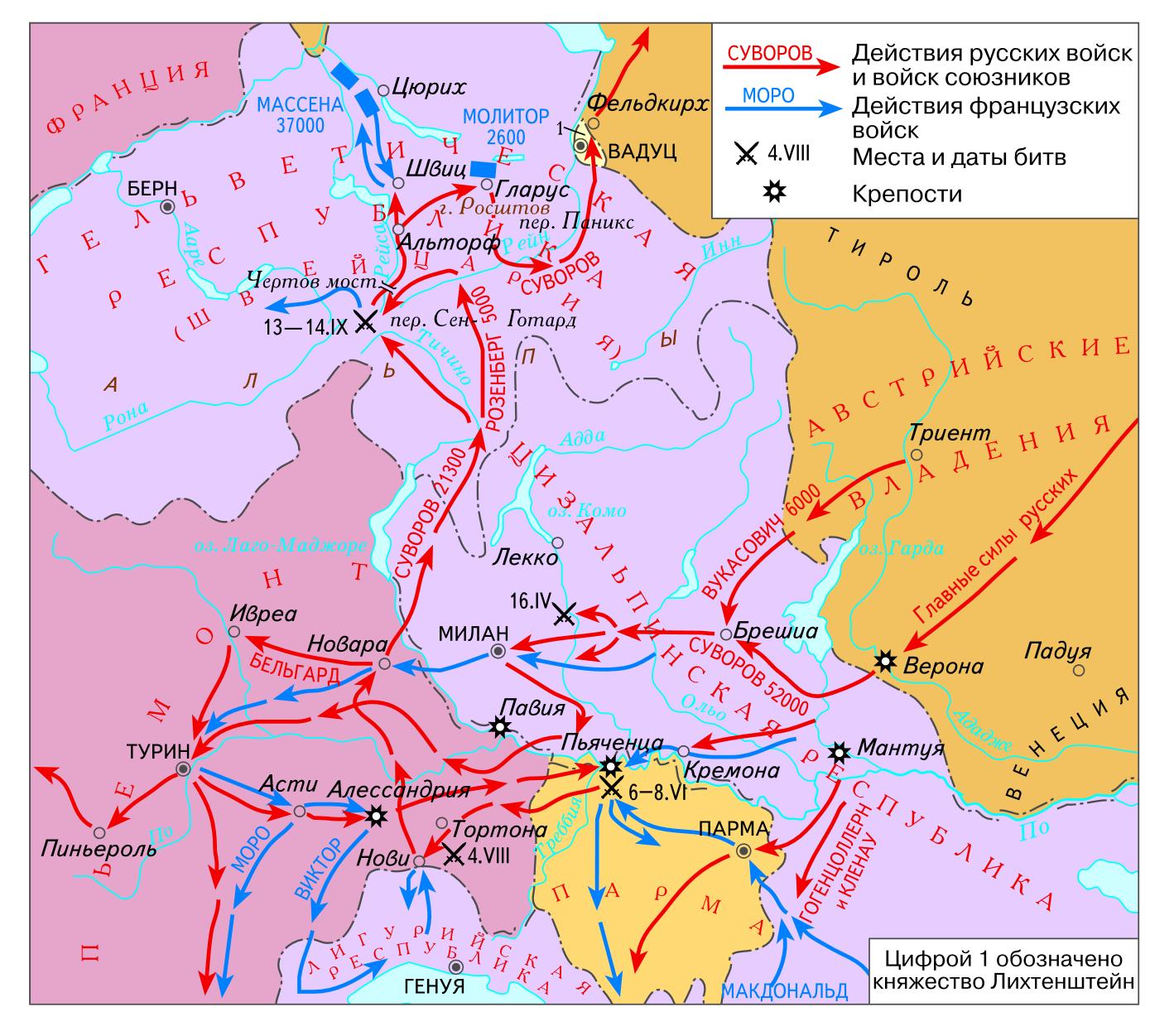 Итальянский и швейцарский походы суворова 1799 контурная карта по истории 8 класс гдз