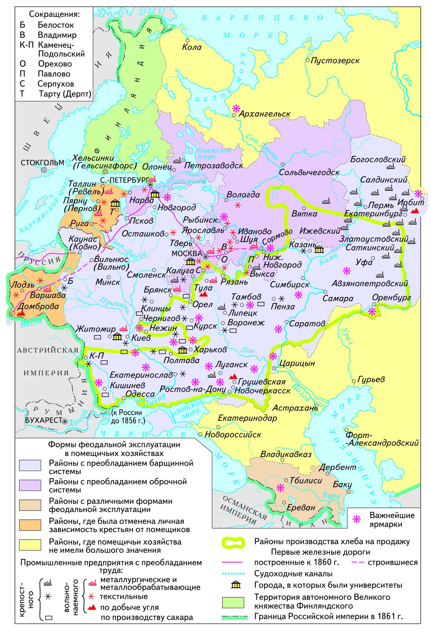 Экономическая карта российской империи